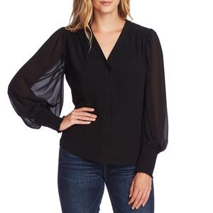 VINCE CAMUTO Smock Detail Blouson Sleeve Top